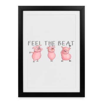 sentez le rythme - des cochons drôles dansent - Affiche encadrée (27 × 37 cm) - noir - Devant