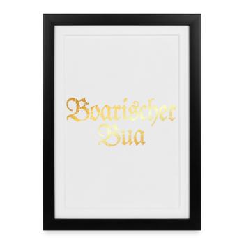 Boarischer Bua - Bayerischer Bube (Goldgelb) - Gerahmtes Poster (27 × 37 cm) - Schwarz - Vorne