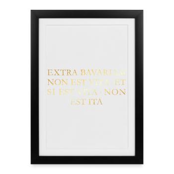 Extra Bavariam Bayern Spruch (Vintage/Goldgelb) - Gerahmtes Poster (27 × 37 cm) - Schwarz - Vorne