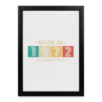 1972 Retro Slogan All Original Parts - Framed poster (27 × 37 cm) - black - Front