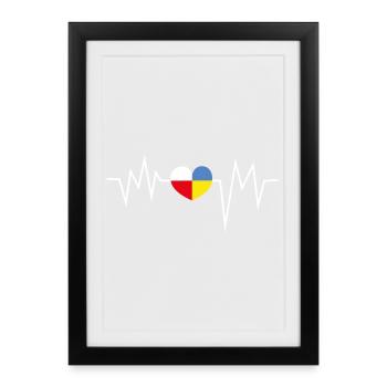 Heartbeat Pologne Ukraine - Affiche encadrée (27 × 37 cm) - noir - Devant