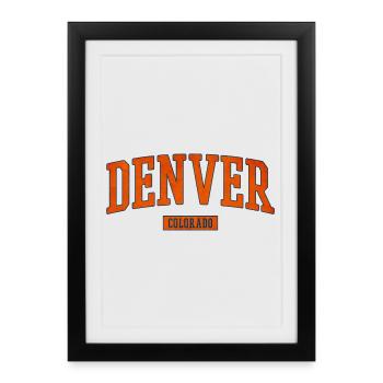 Imprimé universitaire vintage de Denver, Colorado - Affiche encadrée (27 × 37 cm) - noir - Devant