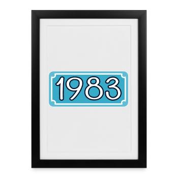 Année de naissance 1983 - Année de lettrage 83 - Affiche encadrée (27 × 37 cm) - noir - Devant