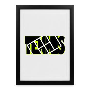 TENNIS-Neon-Raster-Overlay - Gerahmtes Poster (27 × 37 cm) - Schwarz - Vorne