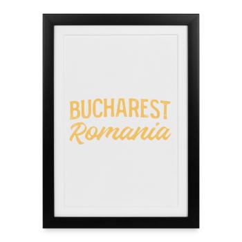 Bucharest Retro Lettering - Framed poster (27 × 37 cm) - black - Front