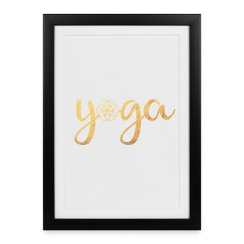 Yoga Yogi Écriture Fleur de Vie Energie om - Affiche encadrée (27 × 37 cm) - noir - Devant