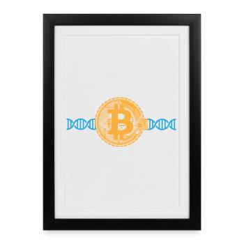 Crypto Bitcoin ADN DNS | Couleurs modifiables - Affiche encadrée (27 × 37 cm) - noir - Devant