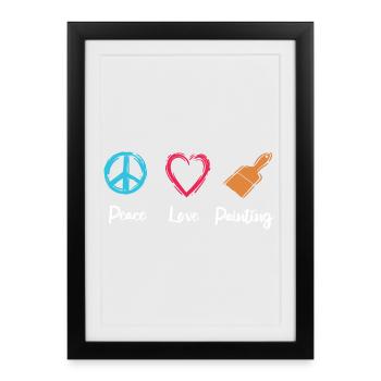Peinture Peace Love - Affiche encadrée (27 × 37 cm) - noir - Devant