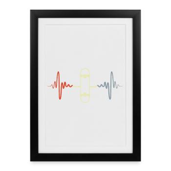 Vintage Skateboard ECG - Framed poster (27 × 37 cm) - black - Front