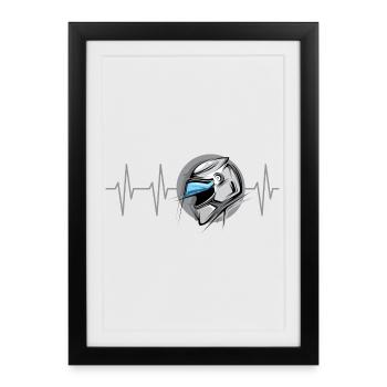 Symbole de battement de cœur de course de moto Motorsport Pulse - Affiche encadrée (27 × 37 cm) - noir - Devant