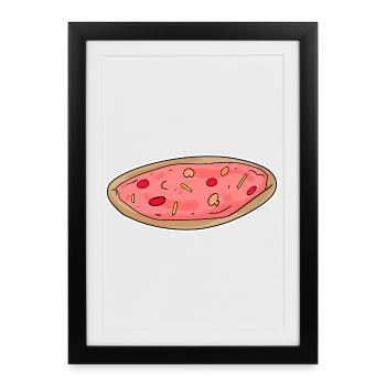 Autocollant Motif Pizza - Affiche encadrée (27 × 37 cm) - noir - Devant