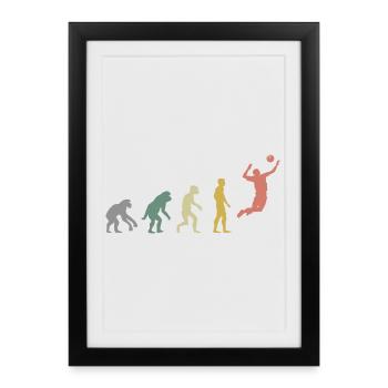 Retro volley-ball Evolution Beach Volley Vintage - Affiche encadrée (27 × 37 cm) - noir - Devant