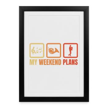 Routine du week-end du joueur de cor français - Affiche encadrée (27 × 37 cm) - noir - Devant
