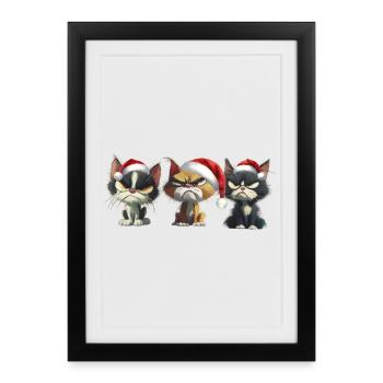 Grim Christmas Cats Trio Presents - Framed poster (27 × 37 cm) - black - Front