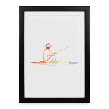 Angler Drawing Vintage Look - Framed poster (27 × 37 cm) - black - Front