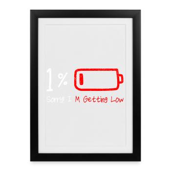 Illustration d’avertissement de batterie minimaliste - Affiche encadrée (27 × 37 cm) - noir - Devant