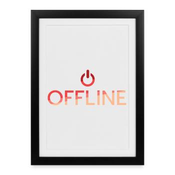 offline lettering - red off button - Framed poster (27 × 37 cm) - black - Front