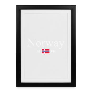 Norway - Norge - Norwegen - Flagge - Skandinavien - Gerahmtes Poster (27 × 37 cm) - Schwarz - Vorne