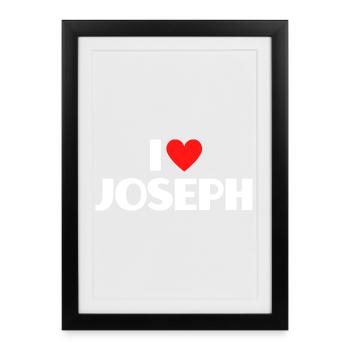 I love Joseph Red Heart Romantic Name Fan - Framed poster (27 × 37 cm) - black - Front