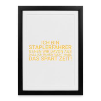 Conducteur de chariot élévateur Gagnez du temps Conducteur de chariot élévateur - Affiche encadrée (27 × 37 cm) - noir - Devant