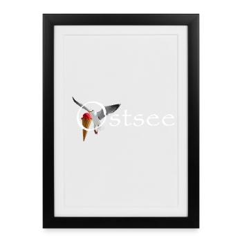 Ostsee Möwe Eisräuber Raubvogel - Framed poster (27 × 37 cm) - black - Front
