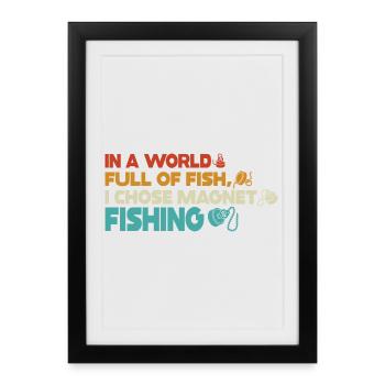 Aimant de pêche en néodyme pour pêcheur magnétique - Affiche encadrée (27 × 37 cm) - noir - Devant