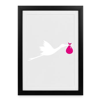 Cigogne Cigogne Fille - Affiche encadrée (27 × 37 cm) - noir - Devant