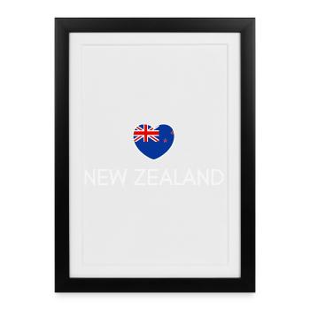 Cœur avec drapeau néo-zélandais - Affiche encadrée (27 × 37 cm) - noir - Devant