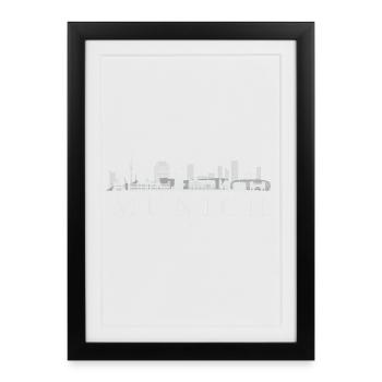 Munich Skyline, Munich Germany - Framed poster (27 × 37 cm) - black - Front