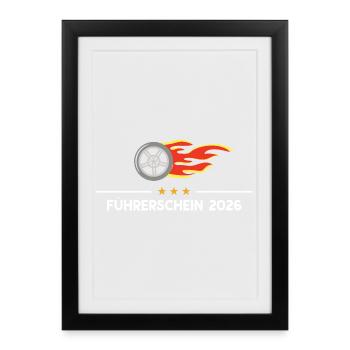 Permis de conduire 2026 Test de conduite Examen de voiture - Affiche encadrée (27 × 37 cm) - noir - Devant