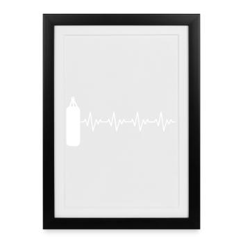 Boxer_2_EKG_weiss - Affiche encadrée (27 × 37 cm) - noir - Devant