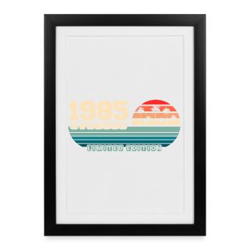 40e anniversaire 1985 Vintage 1985 Retro Sunset - Affiche encadrée (27 × 37 cm) - noir - Devant