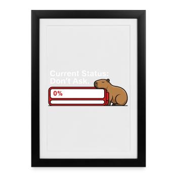 Capybara Fatigué Batterie Vide Humour - Affiche encadrée (27 × 37 cm) - noir - Devant