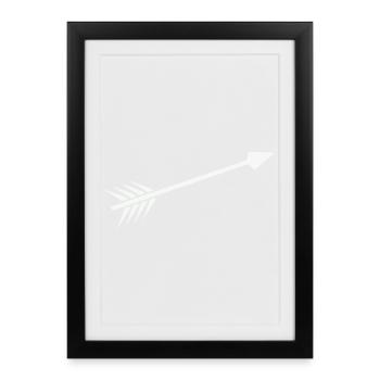 Flèche blanche avec plume - Affiche encadrée (27 × 37 cm) - noir - Devant
