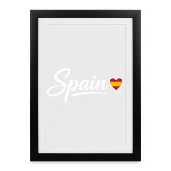 Spain Script with Heart Flag Patriotic - Framed poster (27 × 37 cm) - black - Front