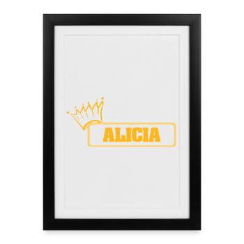 Prénom Alicia - Affiche encadrée (27 × 37 cm) - noir - Devant