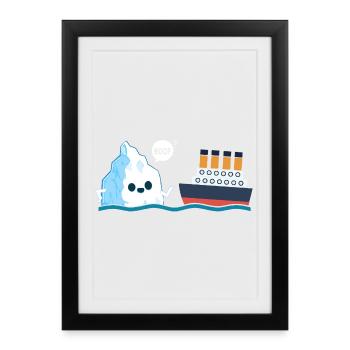 Titanic Funny Titanic and I-ceberg Boop Parody - Framed poster (27 × 37 cm) - black - Front