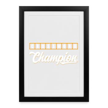 Conception typographique de Champion des mots croisés - Affiche encadrée (27 × 37 cm) - noir - Devant