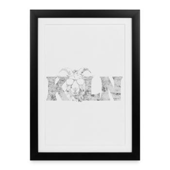 Lettrage de Cologne Geissbock - Affiche encadrée (27 × 37 cm) - noir - Devant