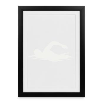 Swimmers silhouette in the water - Framed poster (27 × 37 cm) - black - Front