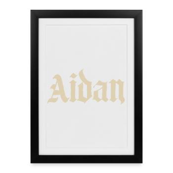 Aidan Gothic Name Design - Affiche encadrée (27 × 37 cm) - noir - Devant