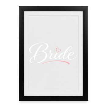 Lettrage de mariée avec cœur - Affiche encadrée (27 × 37 cm) - noir - Devant