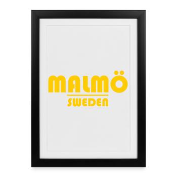 Logo Malmö Suède Jaune - Affiche encadrée (27 × 37 cm) - noir - Devant