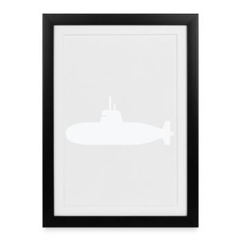UBoot-Silhouette - Gerahmtes Poster (27 × 37 cm) - Schwarz - Vorne