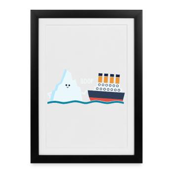 Titanic Funny Titanic berg Boop Parody for Boys - Framed poster (27 × 37 cm) - black - Front
