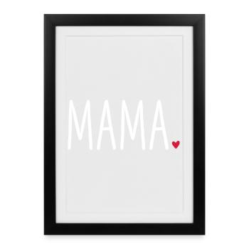 Maman Coeur - Cadeau Amour Fête des Mères - Affiche encadrée (27 × 37 cm) - noir - Devant