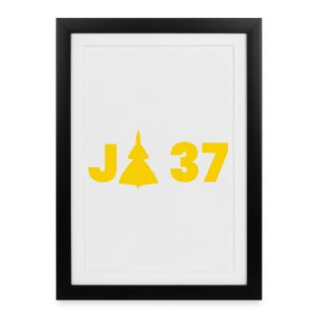 JA 37 Viggen - Framed poster (27 × 37 cm) - black - Front