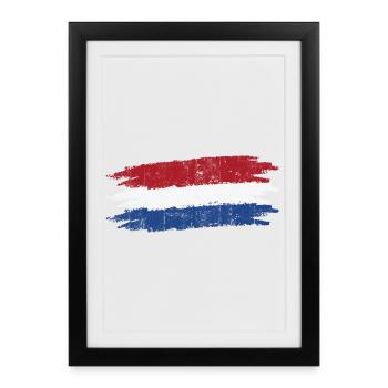 Dutch Flag Brush Strokes Tee - Framed poster (27 × 37 cm) - black - Front