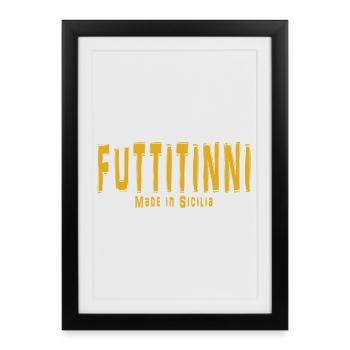 futtitinni t-shirt Sicile Sicilien Sicilien - Affiche encadrée (27 × 37 cm) - noir - Devant