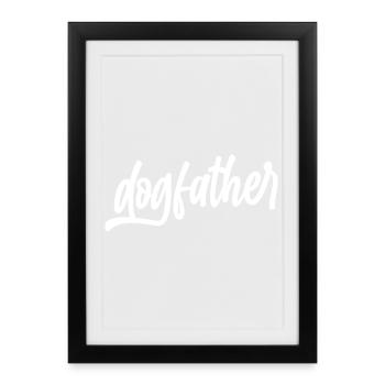 chat chien catmom animal parrain chienfather amour chat - Affiche encadrée (27 × 37 cm) - noir - Devant